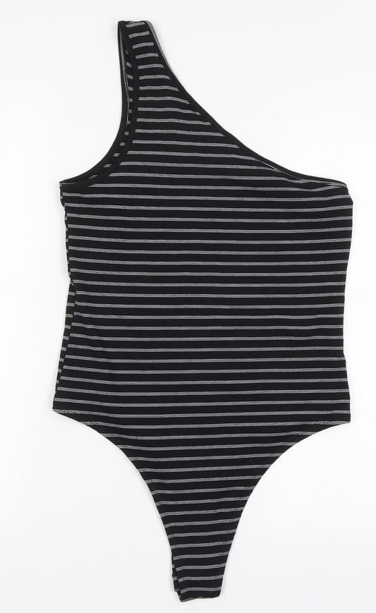Primark Womens Black Striped  Bodysuit One-Piece Size 14