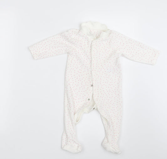 M&S Baby White Polka Dot Coverall One-Piece Size 6-9 Months