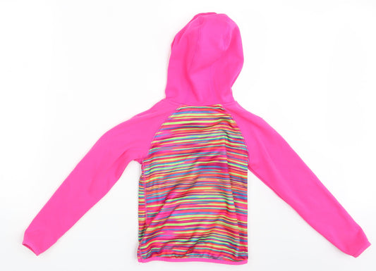 Preworn Girls Pink Striped Pullover Hoodie Size 6 Years
