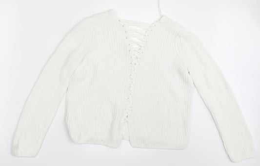 Womens UK Size 10 M&S White Cardigan Jumper