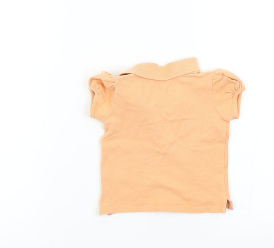 Baby GAP Girls Orange Colourblock Basic T-Shirt Size 6-9 Months