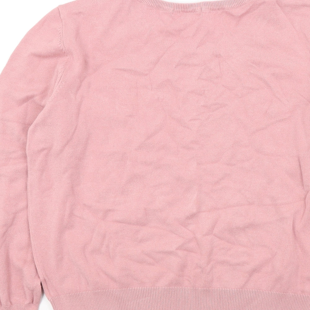 Womens UK Size M H&M Pink Henley Jumper
