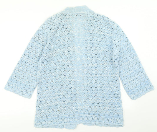 Womens UK Size M Pure & Natural Blue Cardigan Jumper
