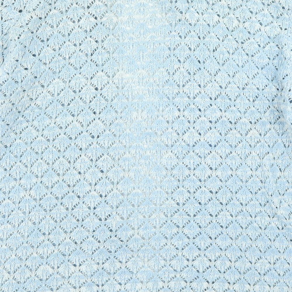Womens UK Size M Pure & Natural Blue Cardigan Jumper
