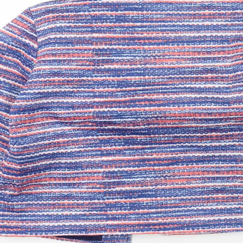 ann de lancay Womens Blue Striped Jacket Coat Size S