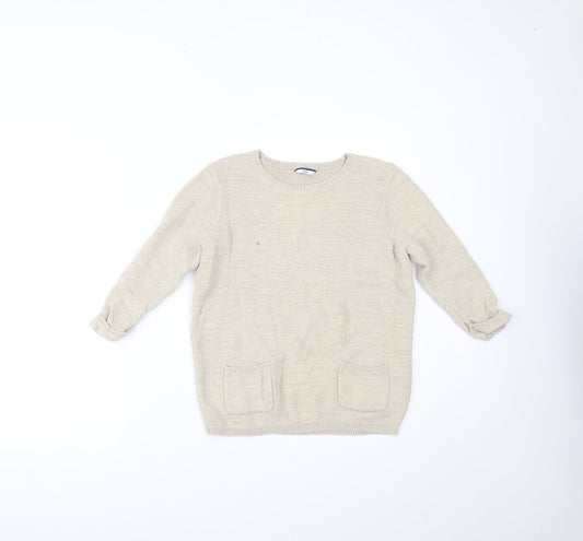 Womens UK Size 12 DASH Beige Basic Blouse