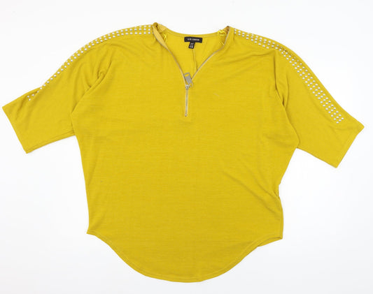 Womens UK Size S QED London Yellow Pullover Jumper