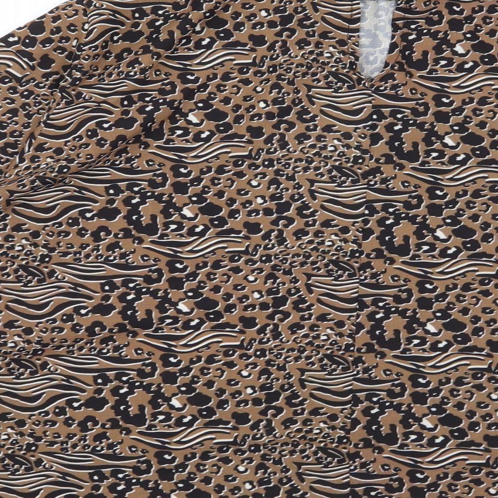 Boohoo Womens Multicoloured Animal Print Basic Blouse Size 10
