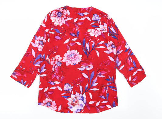 Womens UK Size 10 M&Co Red Basic Blouse