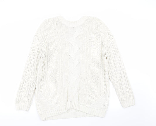 Womens UK Size M Peacocks White Pullover Jumper