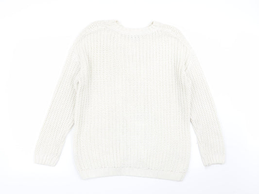 Womens UK Size M Peacocks White Pullover Jumper