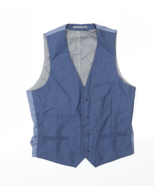 165 Mens Blue Jacket Suit Waistcoat Size 34