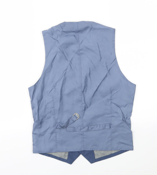 165 Mens Blue Jacket Suit Waistcoat Size 34