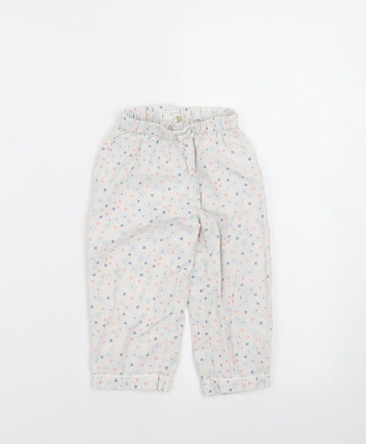 John Lewis Girls White Floral Pyjama Pants Size 12-18 Months