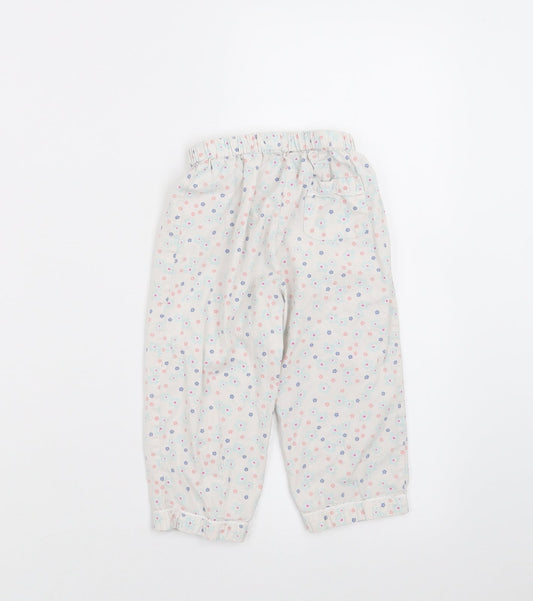 John Lewis Girls White Floral Pyjama Pants Size 12-18 Months