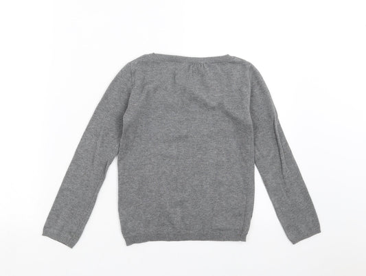 CFK Girls Grey Knit Pullover Jumper Size 8 Years
