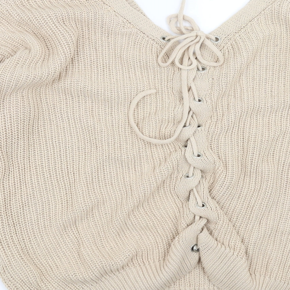 FOREVER 21 Womens Beige Knit Pullover Jumper Size M