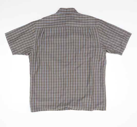 Wosley Mens Brown Polka Dot Button-Up Size L