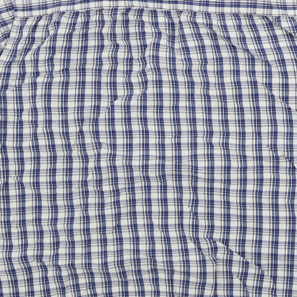 F&F Mens White Check Button-Up Size L