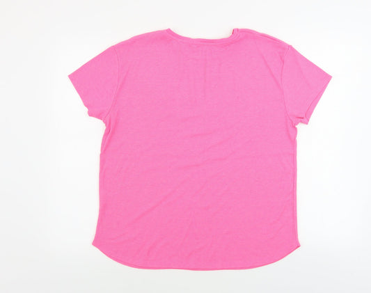 Papaya Womens Pink Basic T-Shirt Size 16