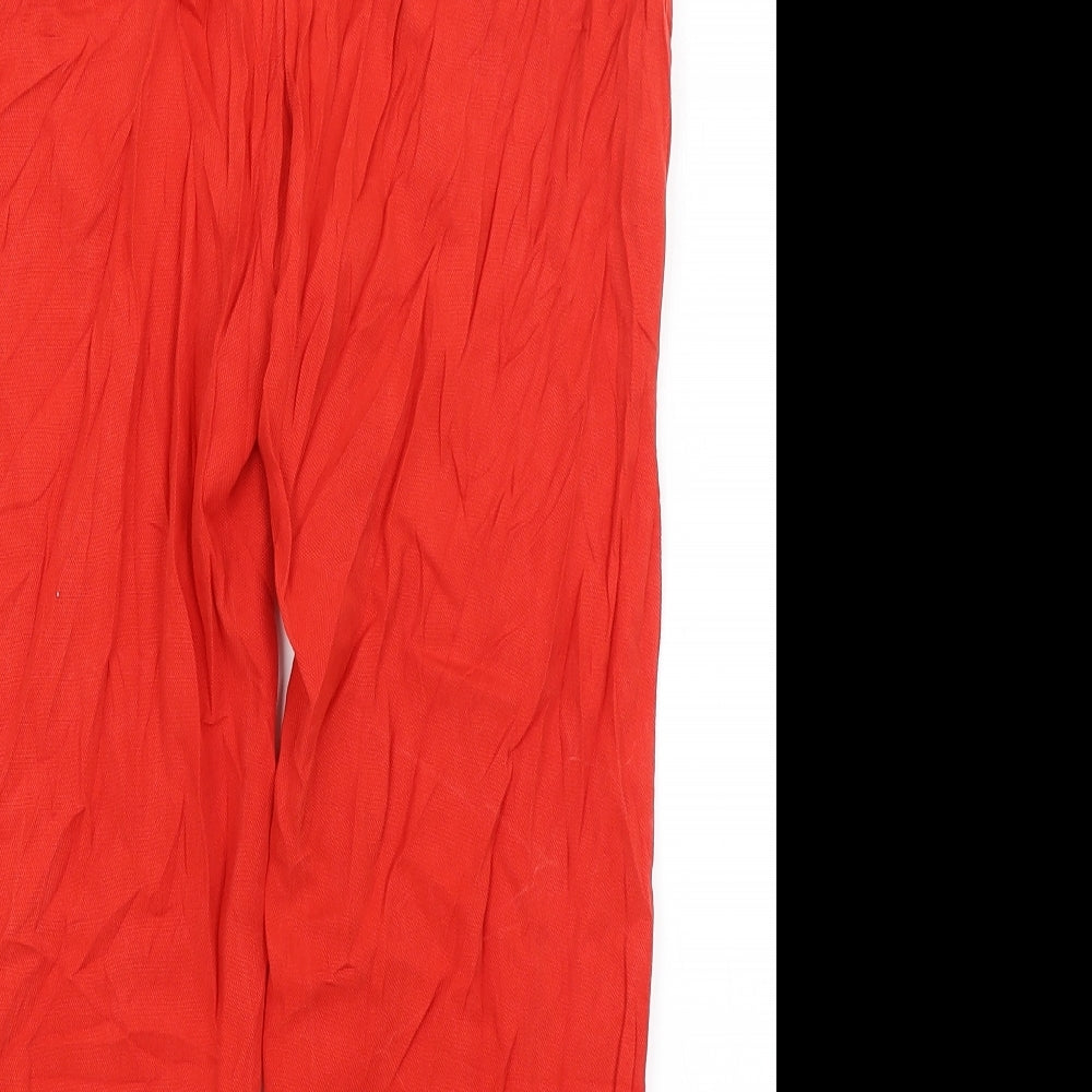 Womens UK Size XS Zara Regular Fit Cropped Red Trousers