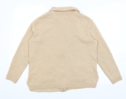 Womens UK Size M Afibel Brown Full Zip Jumper