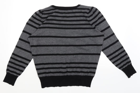 Petite Collection Womens Grey Striped Pullover Jumper Size 18