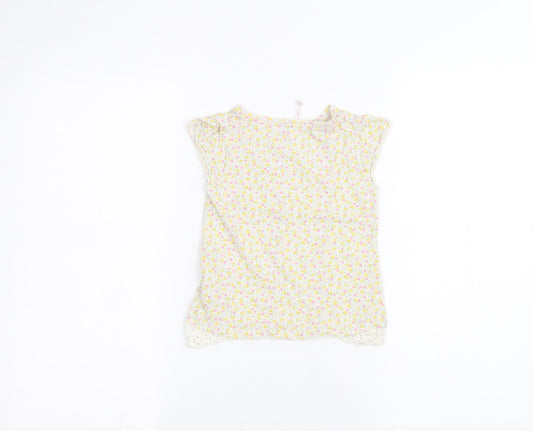 Mothercare Girls White Floral Basic T-Shirt Size 3-4 Years