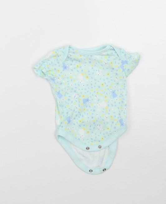 George Baby Green Floral Babygrow One-Piece Size 0-3 Months