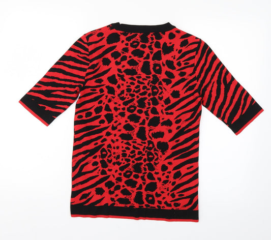 NEXT Womens Red Animal Print Pullover Jumper Size 10