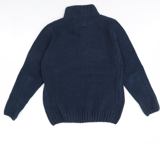 SandStone Mens Blue Fleece Henley Jumper Size M