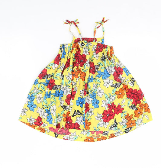 Preworn Girls Yellow Floral Fit & Flare Size 2 Years