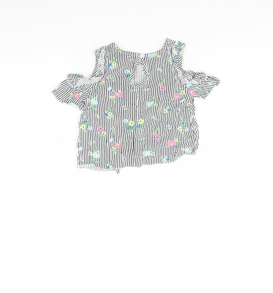 Primark Girls White Striped Basic Blouse Size 2 Years
