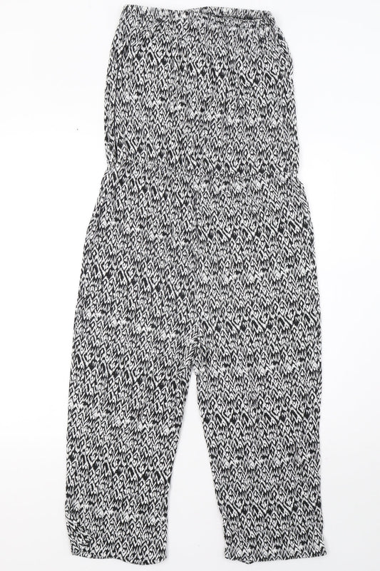 Matalan Womens White Animal Print Jumpsuit One-Piece Size 8 L21 in