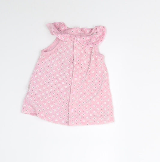 Kanz Girls Pink Geometric Pinafore/Dungaree Dress Size 3-6 Months