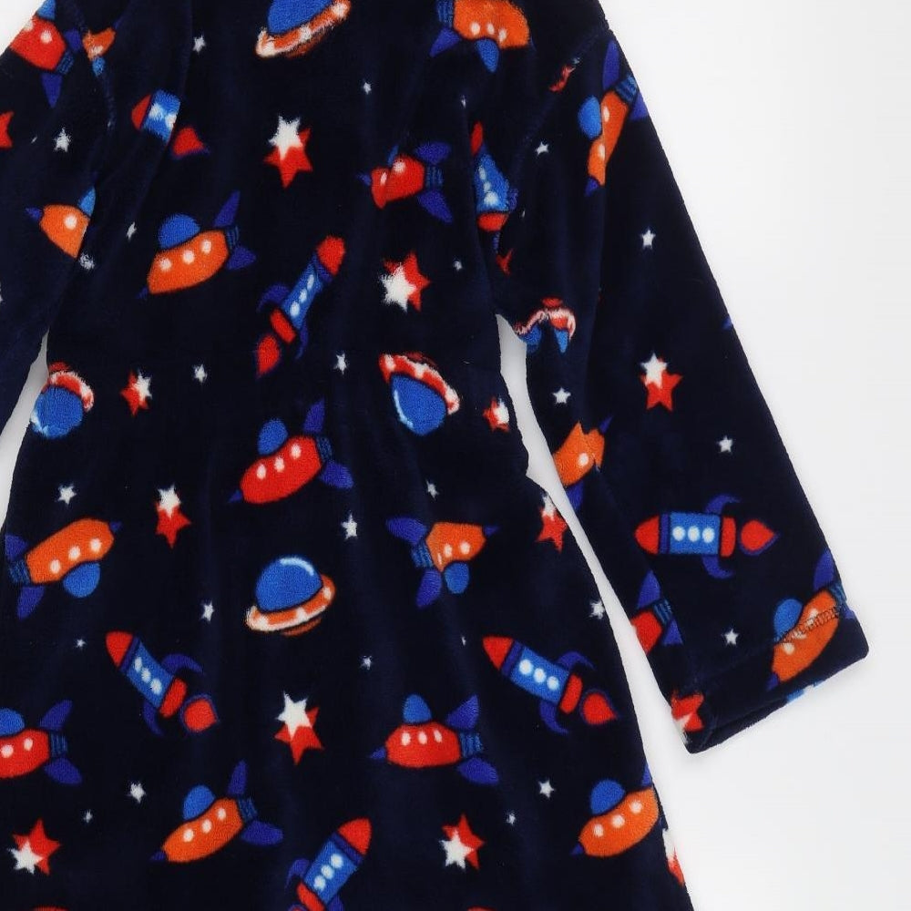 M&S Girls Blue Geometric Kimono Pyjama Top Size 7-8 Years - Space