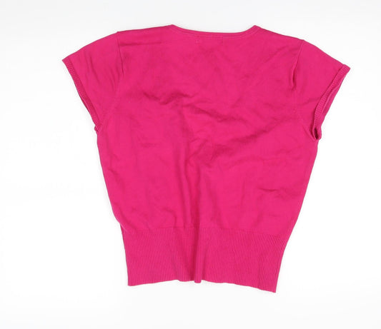 M&Oo Womens Pink Cardigan Jumper Size M