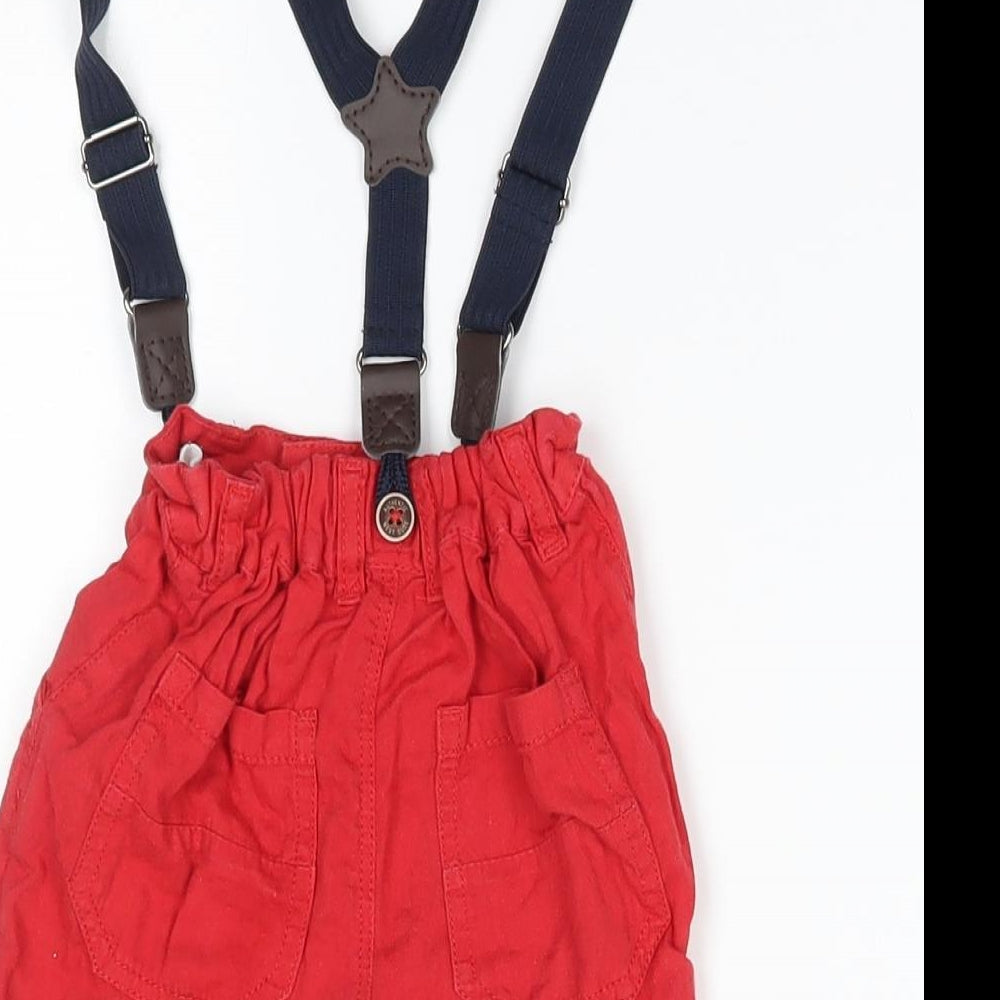 Brand and care label for Next Baby Red Trousers, size 18-24, Months - suspenders