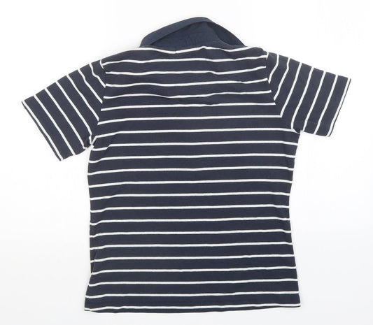 First avenue Womens Blue Striped Basic Polo Size M