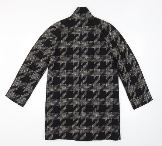 F&F Womens Black Geometric  Overcoat Coat Size 10