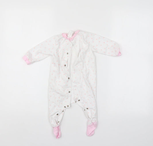GRI Girls White Polka Dot Babygrow One-Piece Size 6-9 Months