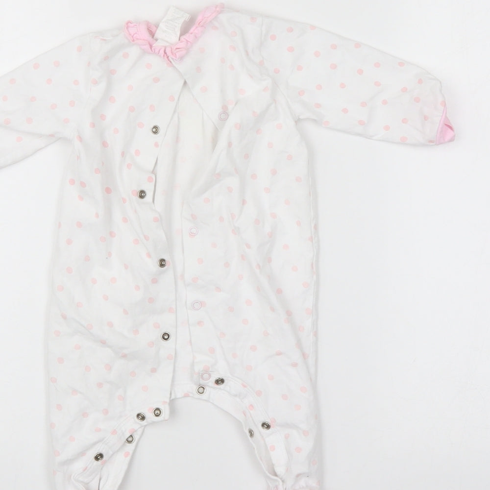 GRI Girls White Polka Dot Babygrow One-Piece Size 6-9 Months