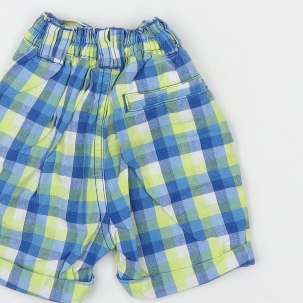 Brand and care label for Mini Club boys’ multicoloured check cropped trousers, size 3-6, months - shorts