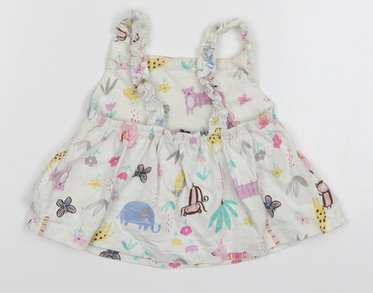 George Girls White Basic Tank Size 2-3 Years - Animals