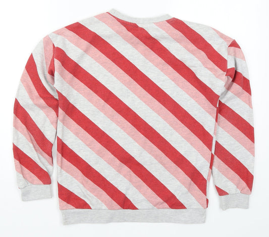 TU Girls Red Striped Pullover Sweatshirt Size 12 Years - Happy