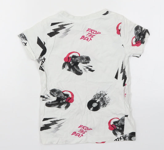NEXT Boys White Basic T-Shirt Size 6 Years - Drop the Beat T-Rex