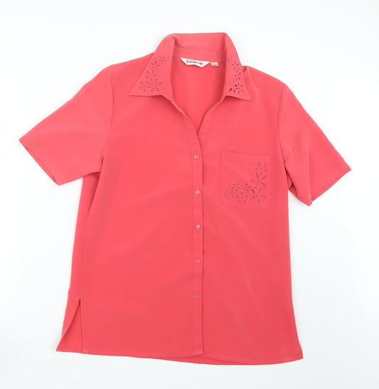 Womens UK Size 16 Kaleidoscope Pink Basic Button-Up
