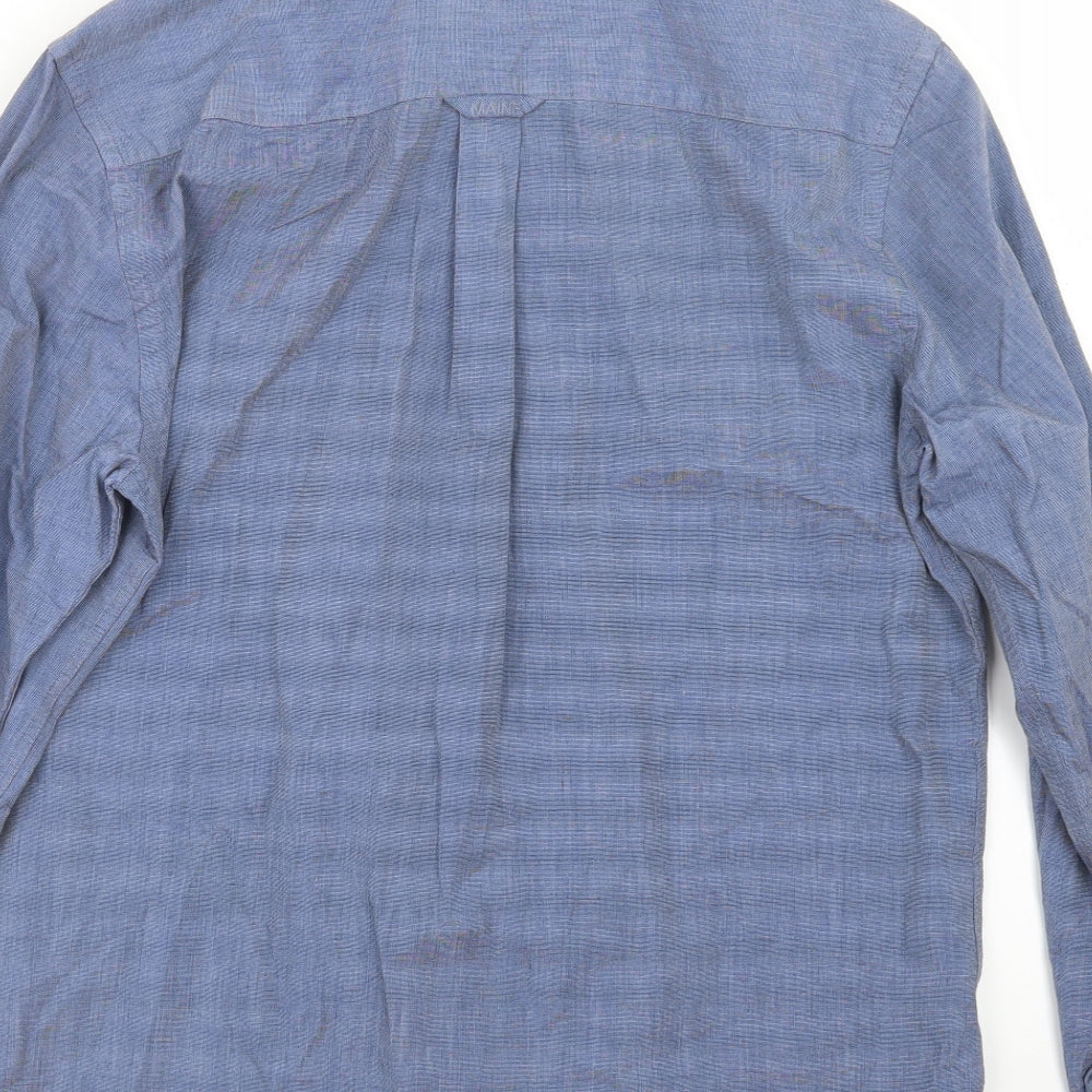 Mens UK Size M Maine Blue Button-Up Long Sleeve Casual Shirt