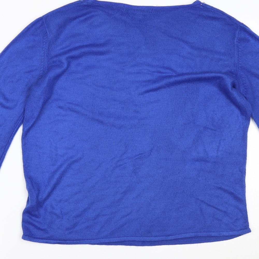 Womens UK Size 16 Pure & Natural Blue Basic Blouse
