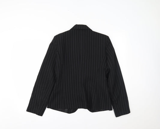 New Look Womens Black Striped Jacket Blazer Size 12